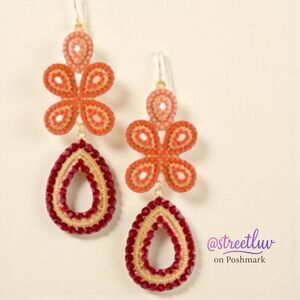 Stella & Dot Capri Chandelier Earrings — Coral Red Orange